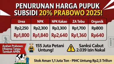 Penurunan harga pupuk subsidi 20% Prabowo 2025 infografis